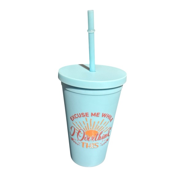 Light Blue Tumbler with Straw - Picture 1 of 2